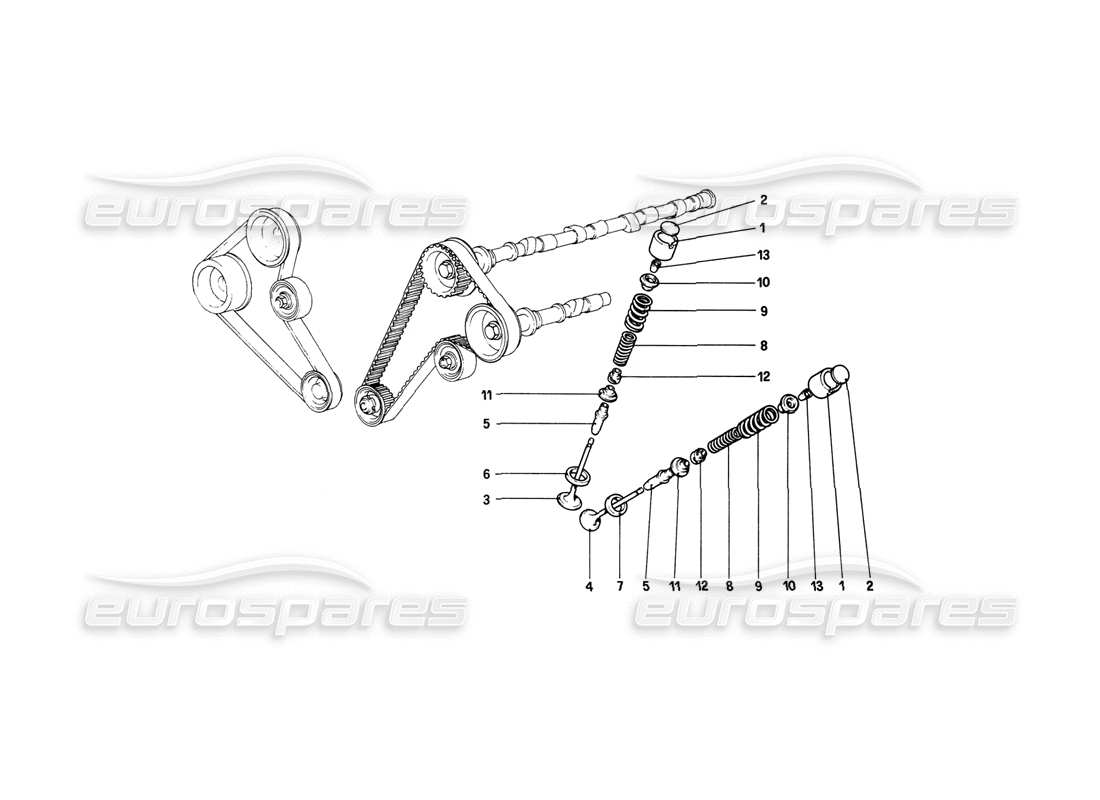 ferrari mondial 8 (1981) steuersystem - stößel-teilediagramm