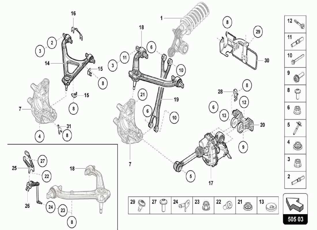 lamborghini centenario spider hinterradaufhängung teilediagramm