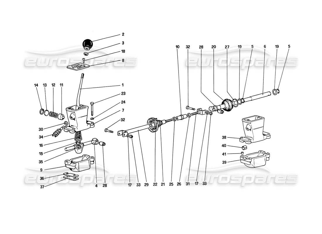 ferrari 208 turbo (1989) teilediagramm für externe getriebesteuerungen