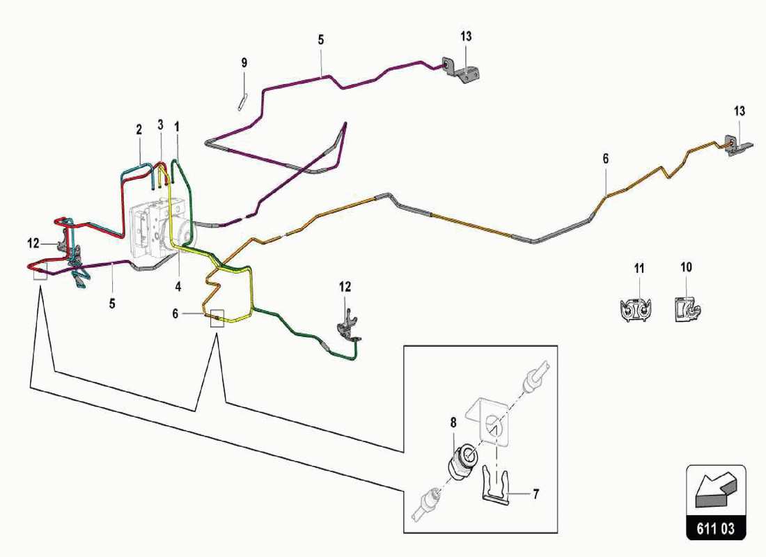 lamborghini centenario spider bremsservo, leitungen und vakuumsystem teilediagramm