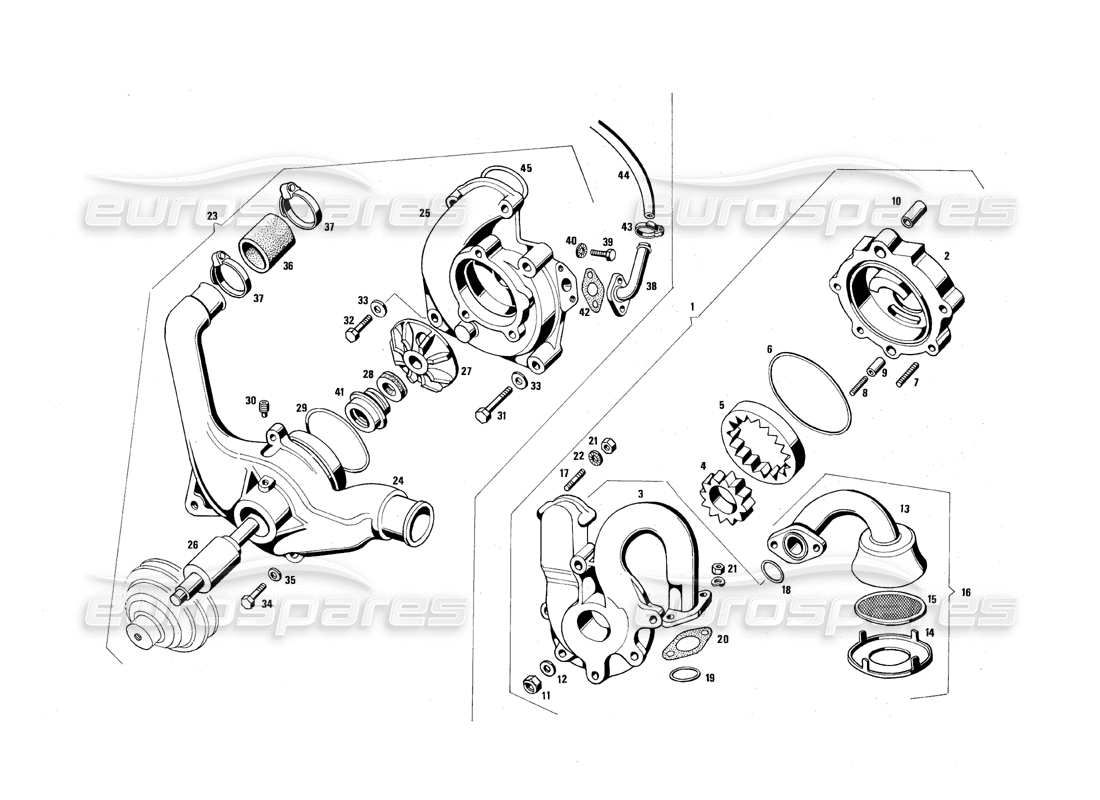 maserati qtp.v8 4.9 (s3) 1979 ölpumpe - wasserpumpe teilediagramm