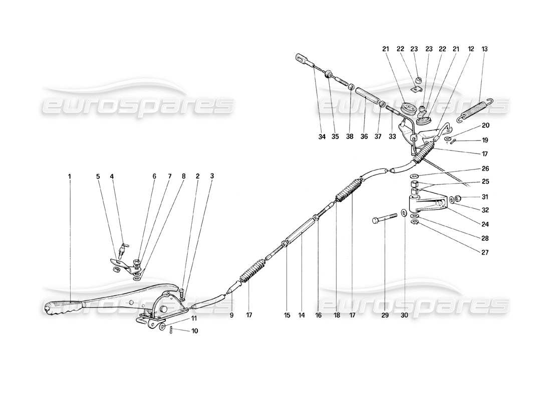 ferrari mondial 8 (1981) teilediagramm der handbremssteuerung