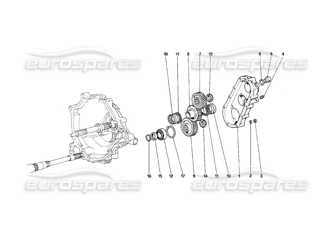 ferrari mondial 8 (1981) getriebeübertragung teilediagramm