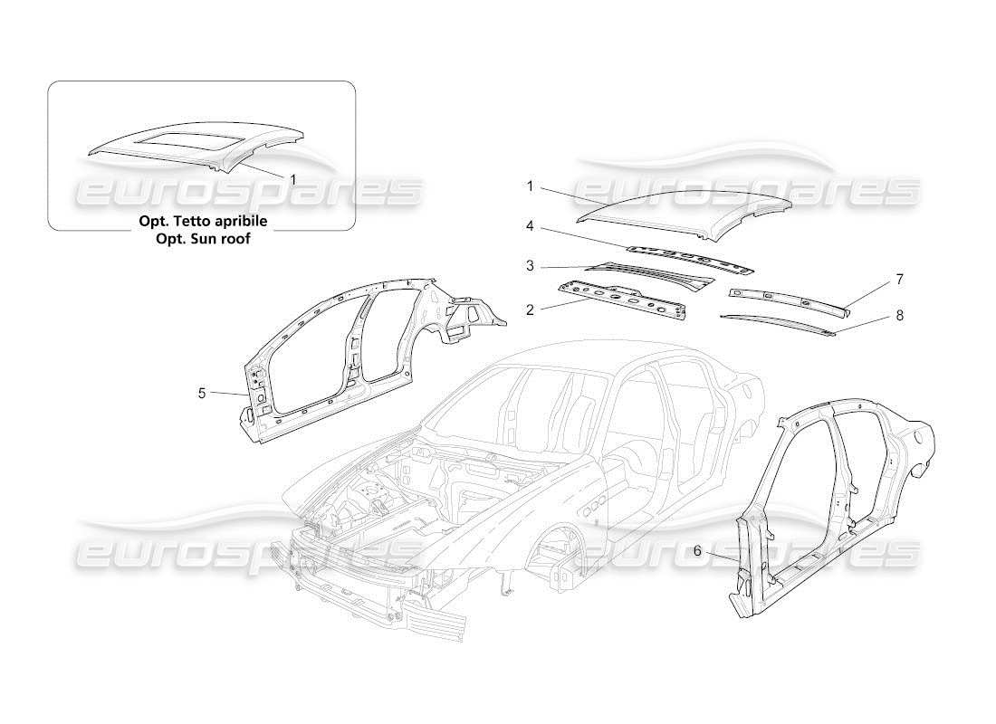 maserati qtp. (2011) 4.7 auto karosserie und mittlere aussenverkleidung teilediagramm