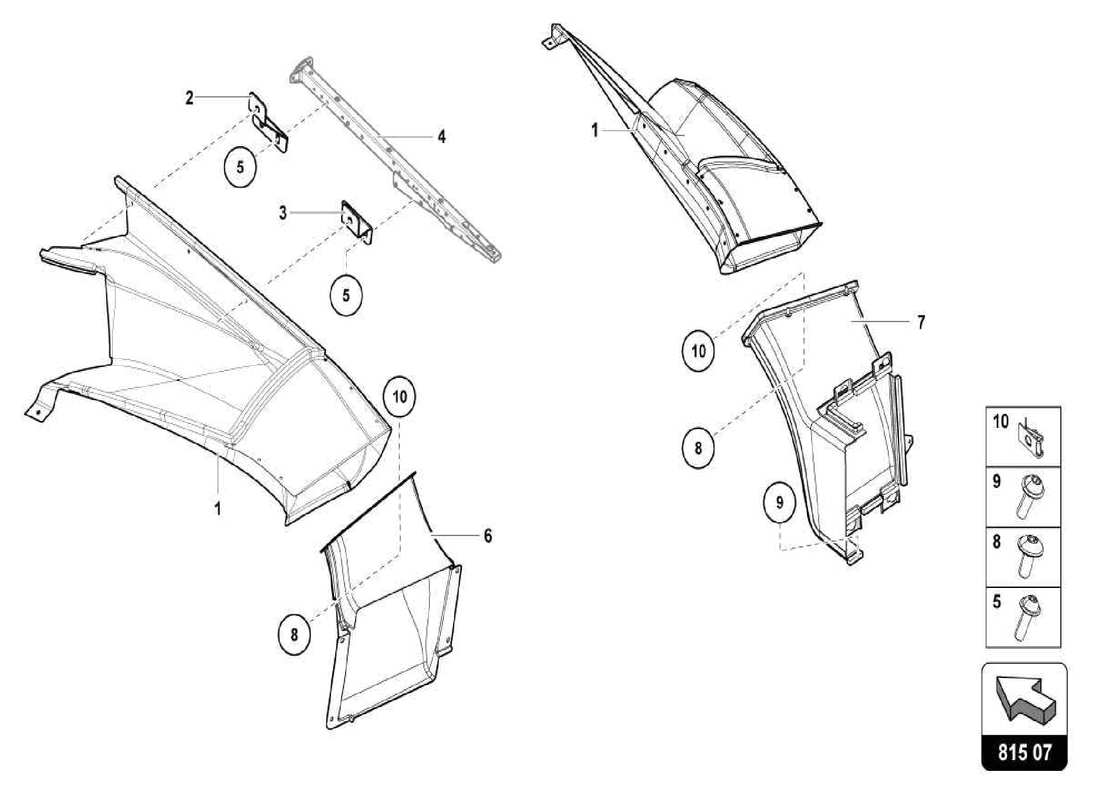 lamborghini centenario spider luftkanal-pappe ersatzteildiagramm