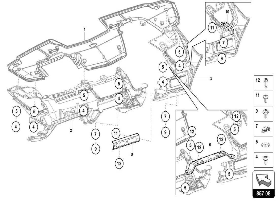 lamborghini centenario spider instrumententafel ersatzteildiagramm