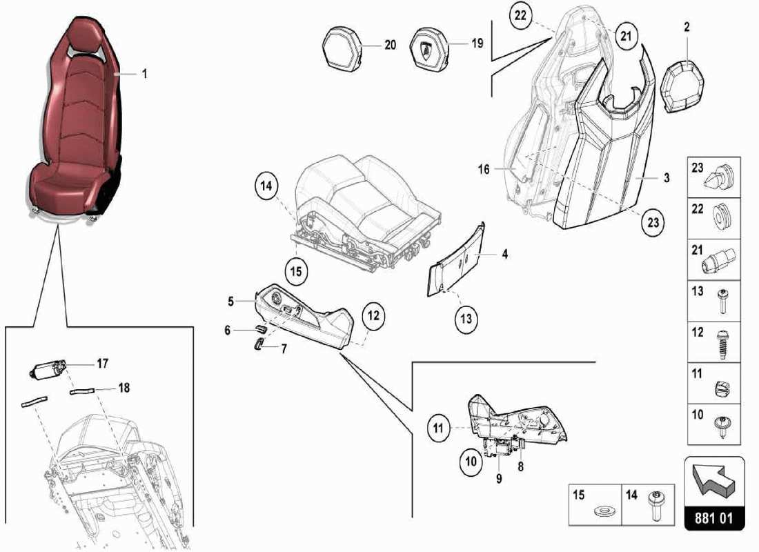 lamborghini centenario spider sitze teilediagramm