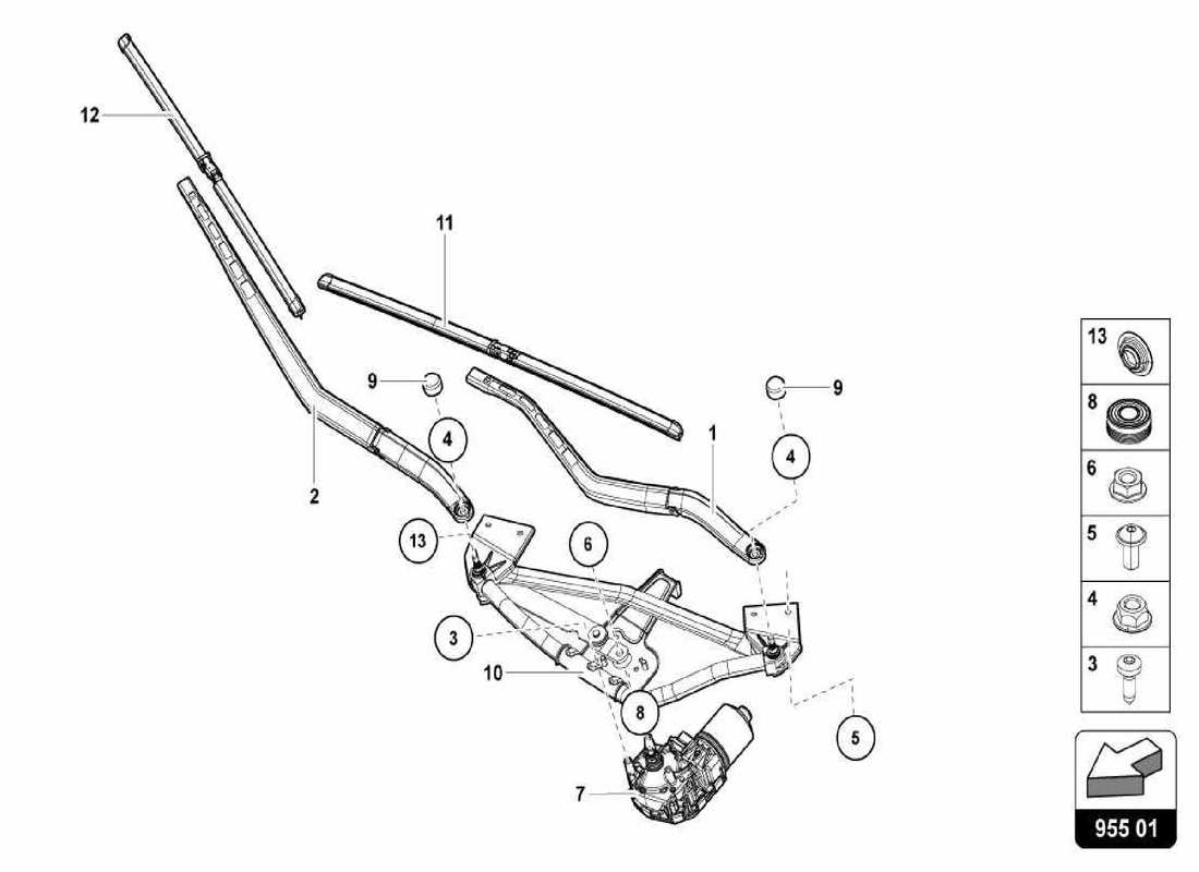 lamborghini centenario spider scheibenwischer-ersatzteildiagramm