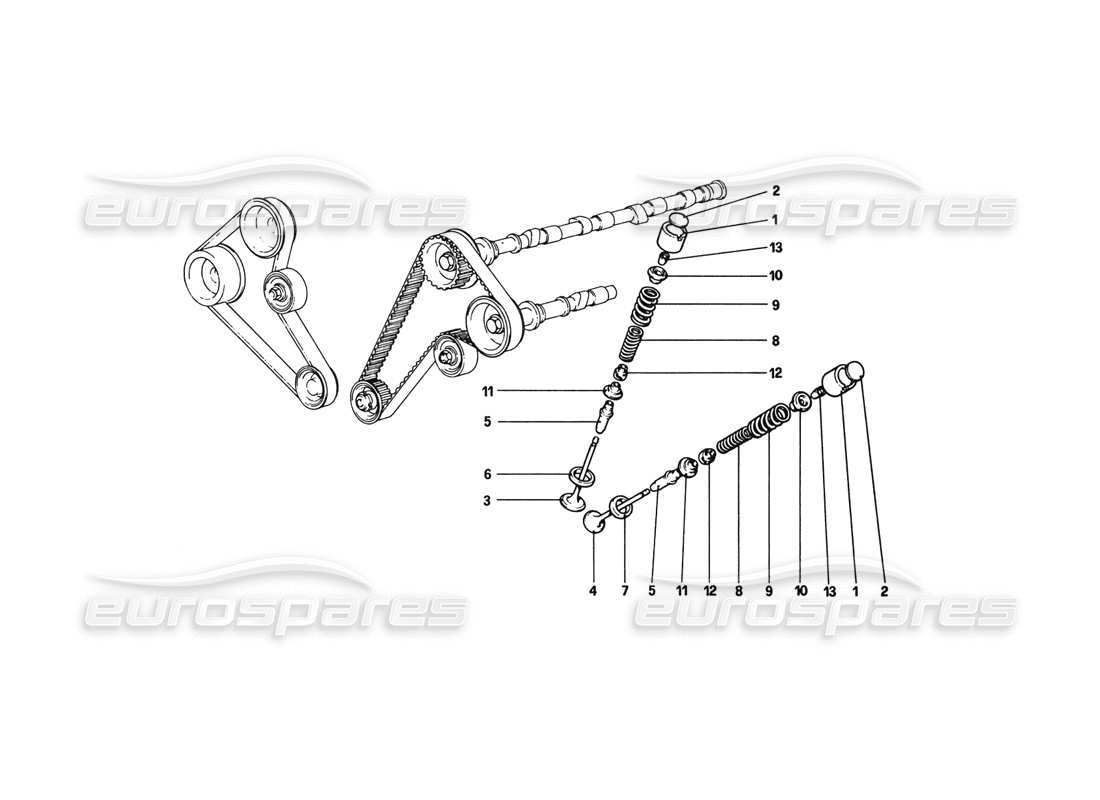 ferrari 308 gtb (1980) steuersystem - stößel-teilediagramm