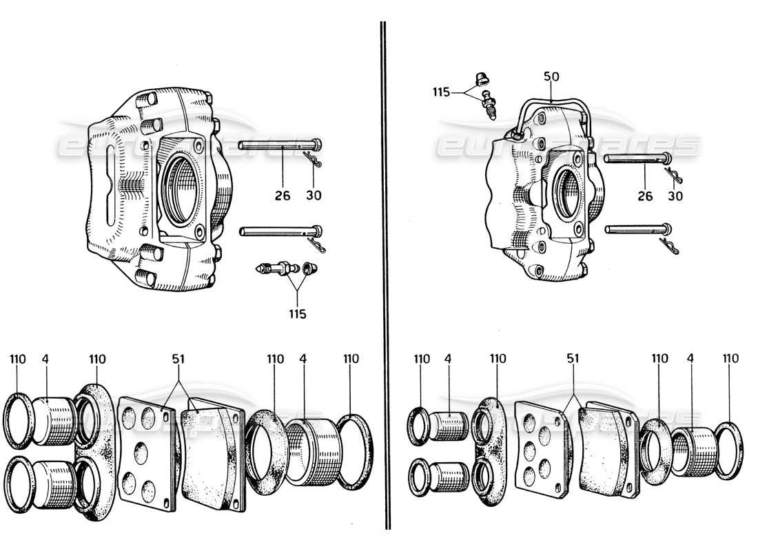 ferrari 330 gtc coupe bremssättel vorne und hinten teilediagramm