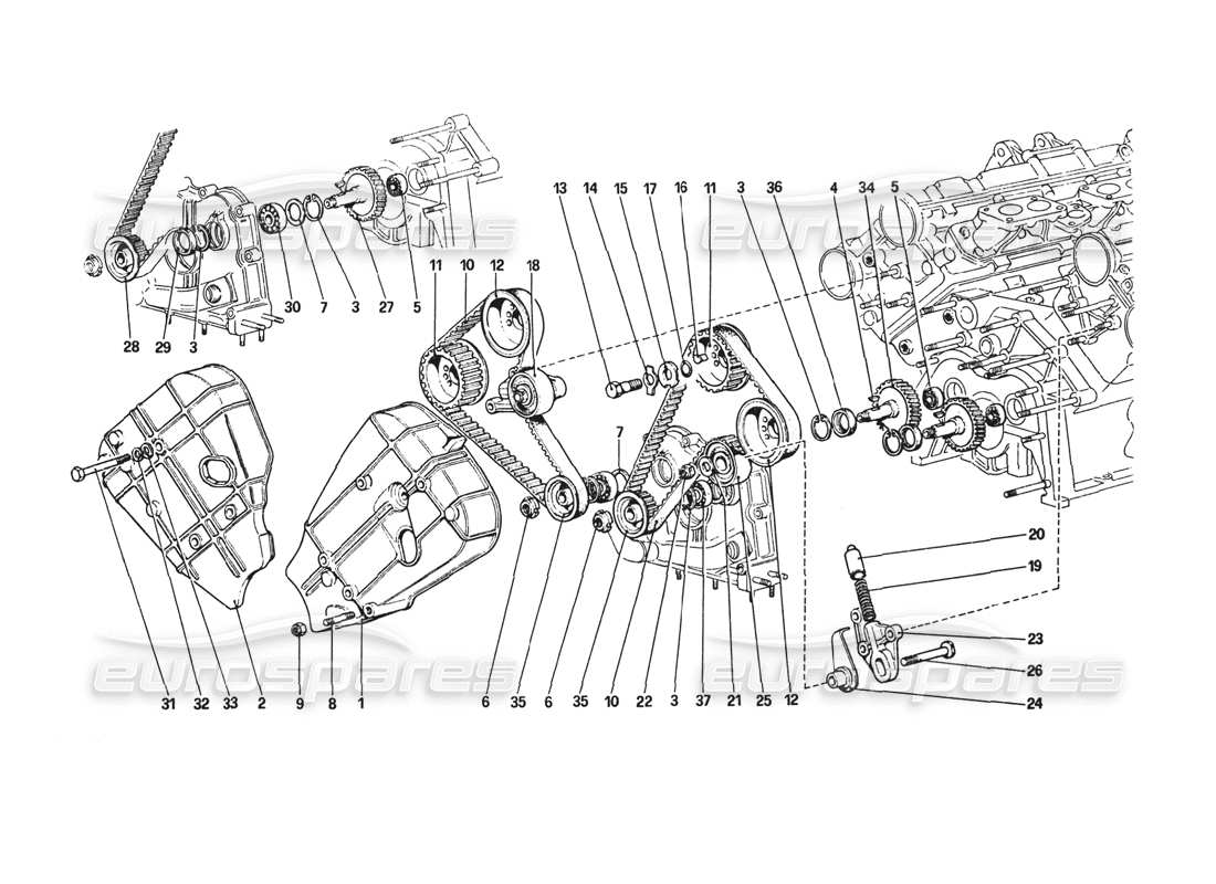 ferrari 308 gtb (1980) zeitmesssystem - teilediagramm der steuerungen