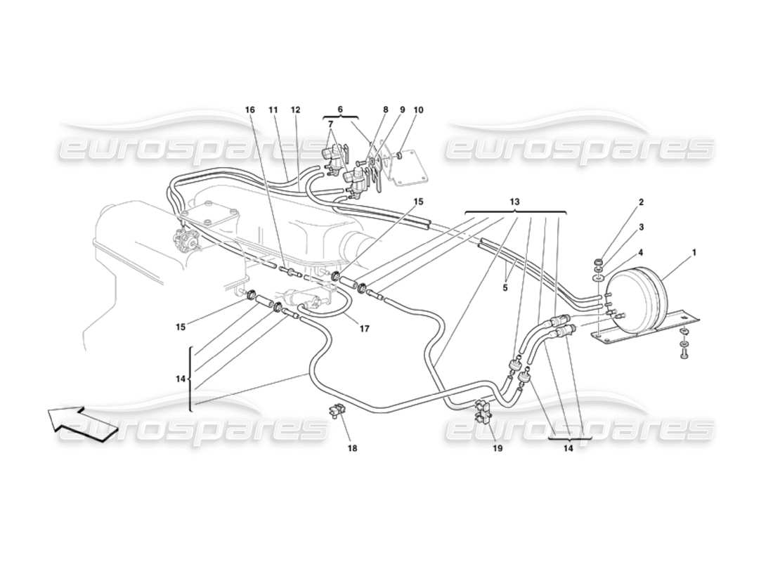 ferrari 360 challenge (2000) teilediagramm des pneumatischen antriebssystems