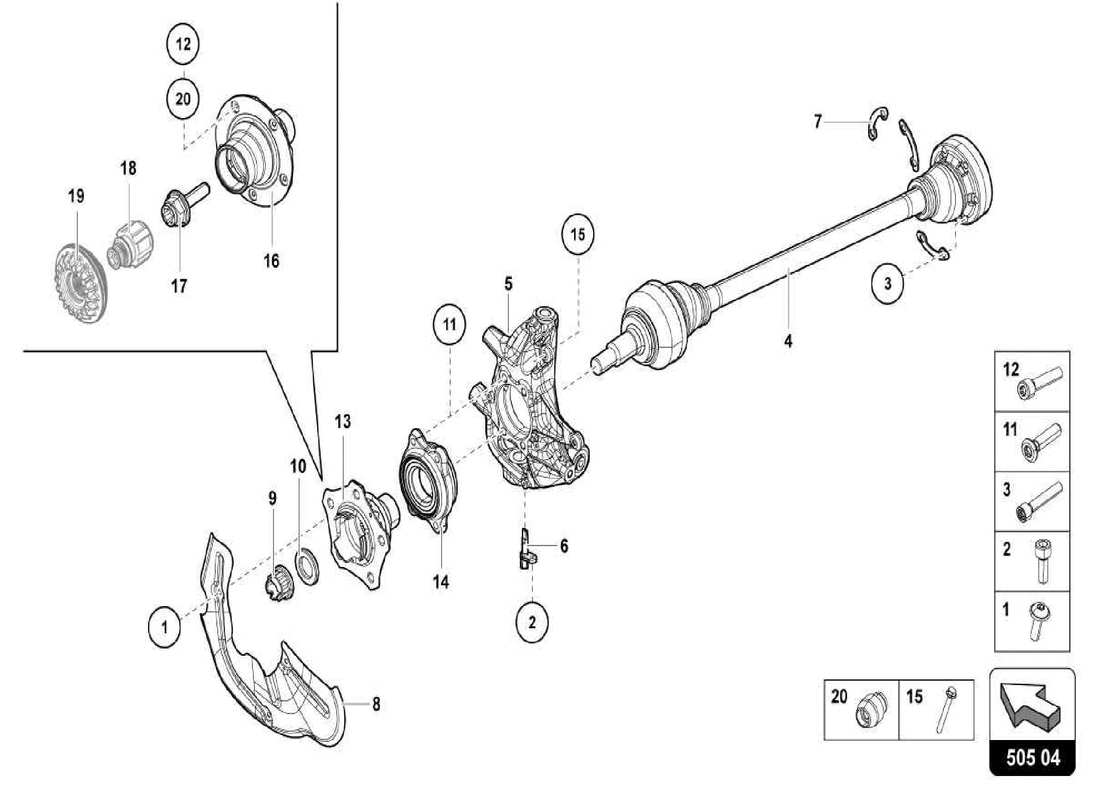 lamborghini centenario spider teilediagramm der hinterachswelle