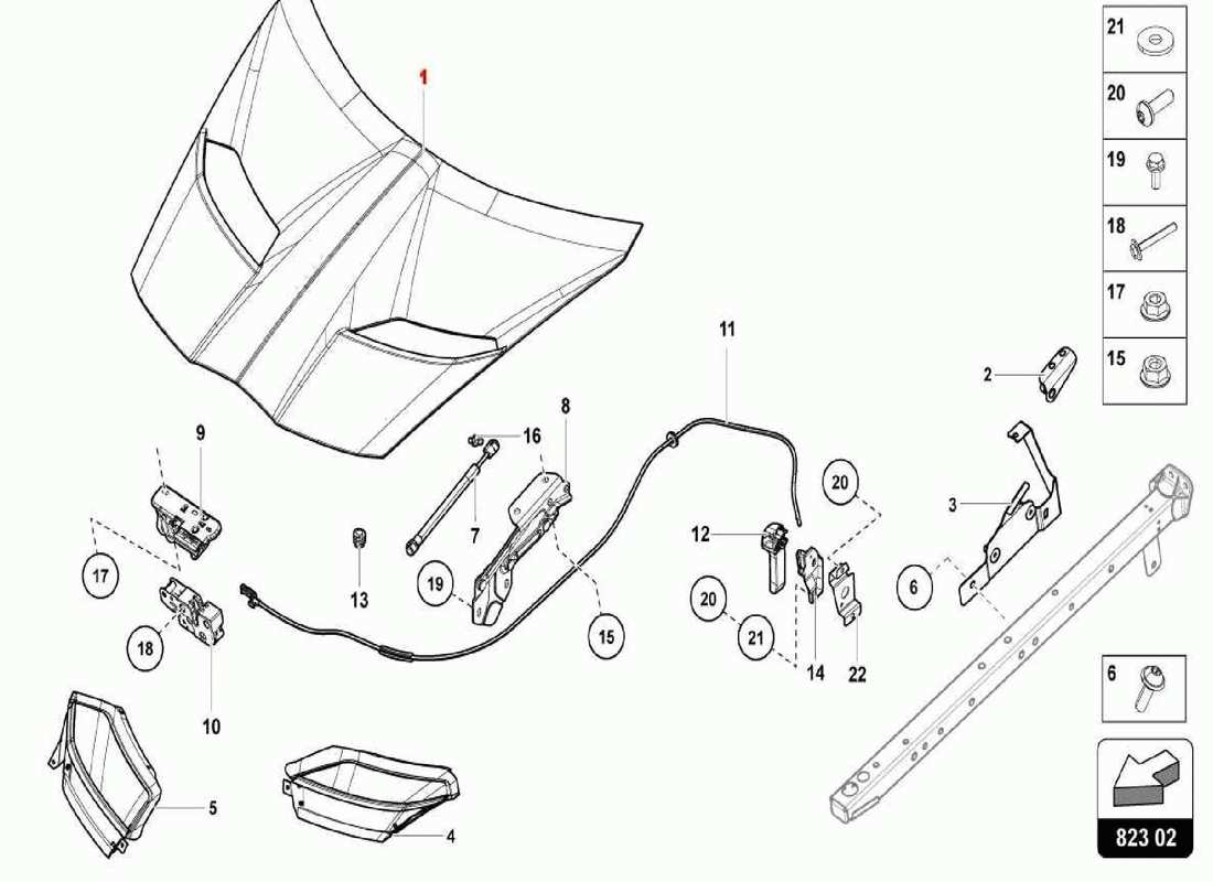 lamborghini centenario spider teilediagramm der fronthaube