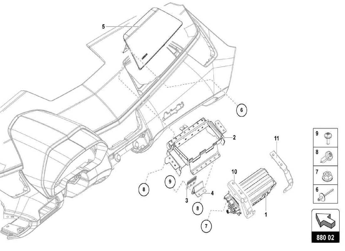 lamborghini centenario spider airbag-einheit teilediagramm