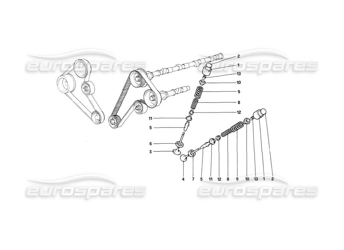 ferrari 308 (1981) gtbi/gtsi steuersystem - stößel-teilediagramm