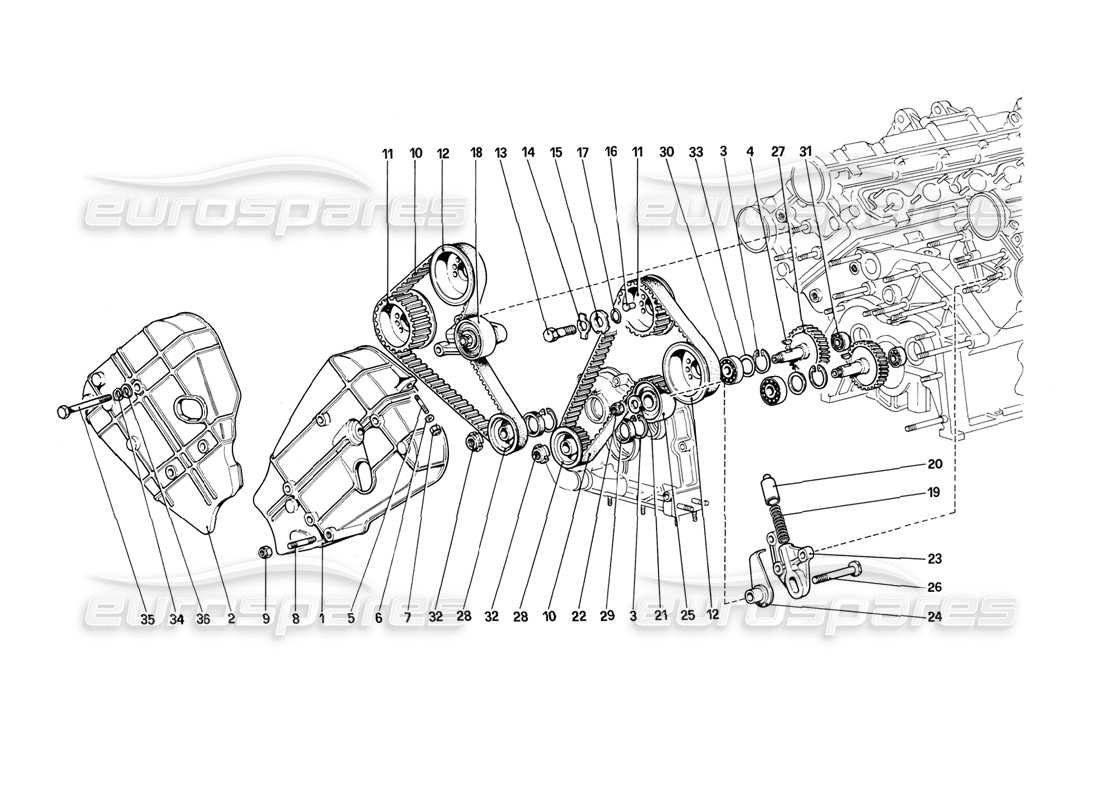 ferrari 308 (1981) gtbi/gtsi zeitmesssystem - teilediagramm der steuerungen