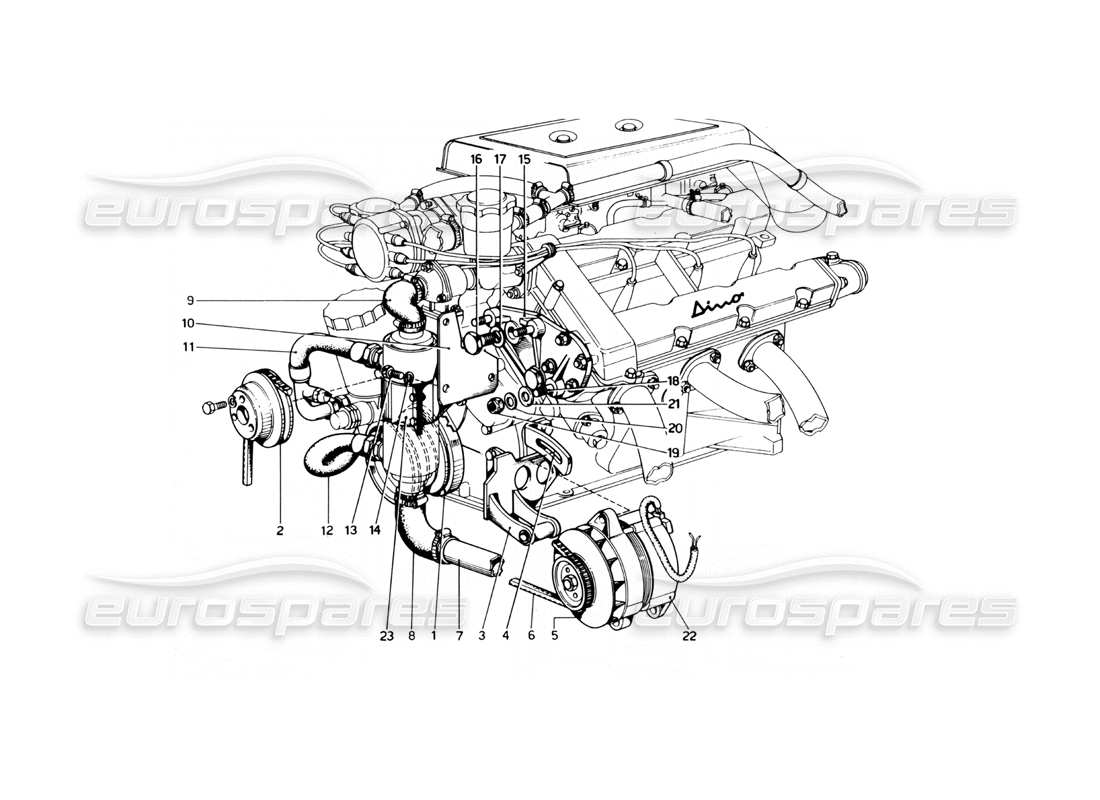 ferrari 246 dino (1975) teilediagramm für klimaanlagen und andere teile