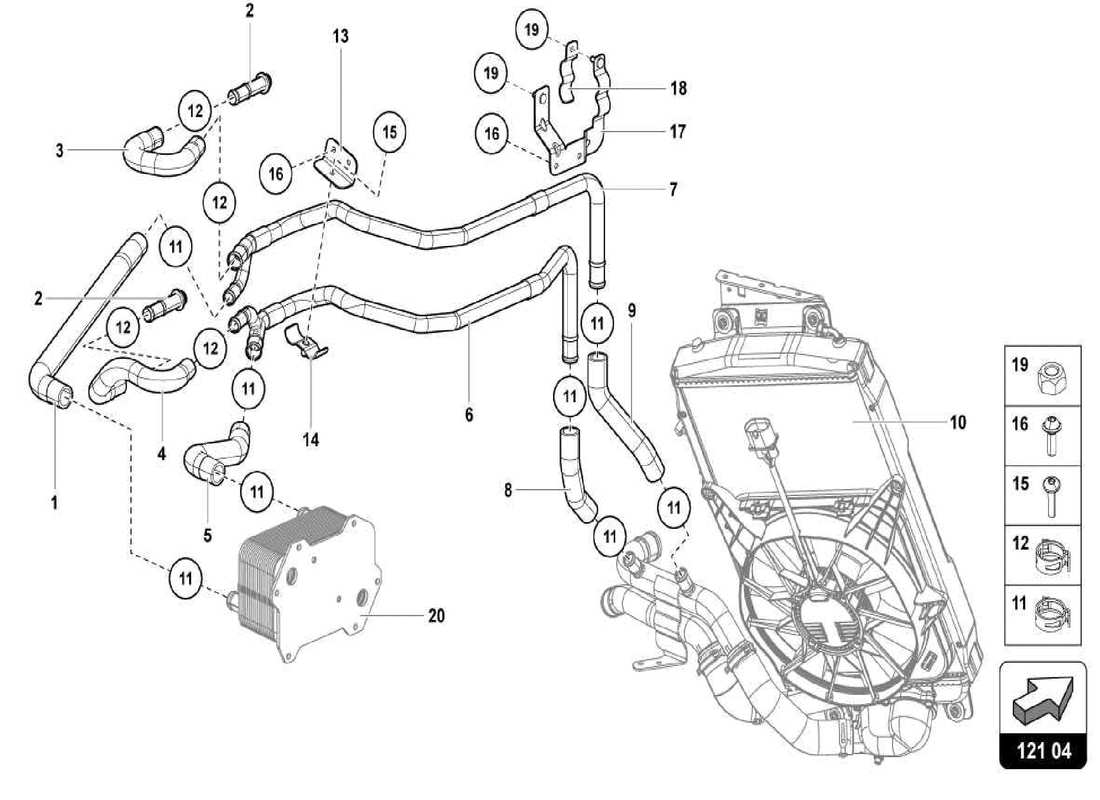 lamborghini centenario spider teilediagramm des wasserkühlsystems