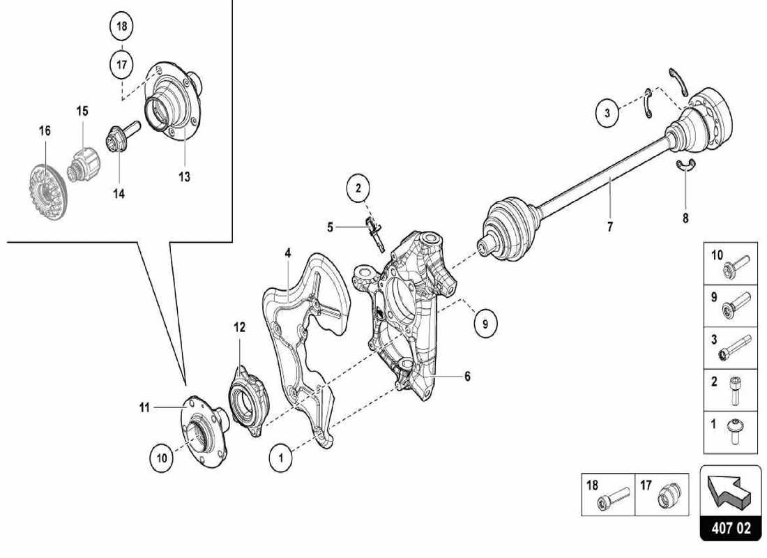 lamborghini centenario spider achswellen-ersatzteildiagramm