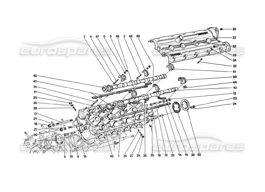 ferrari 308 gtb (1980) zylinderkopf (links) teilediagramm