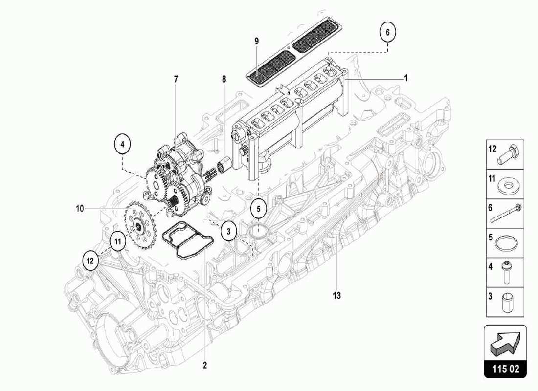 lamborghini centenario spider ölpumpe ersatzteildiagramm