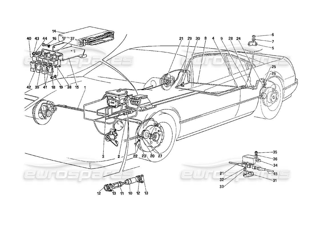 ferrari 208 turbo (1989) teilediagramm des anti-rutsch-systems