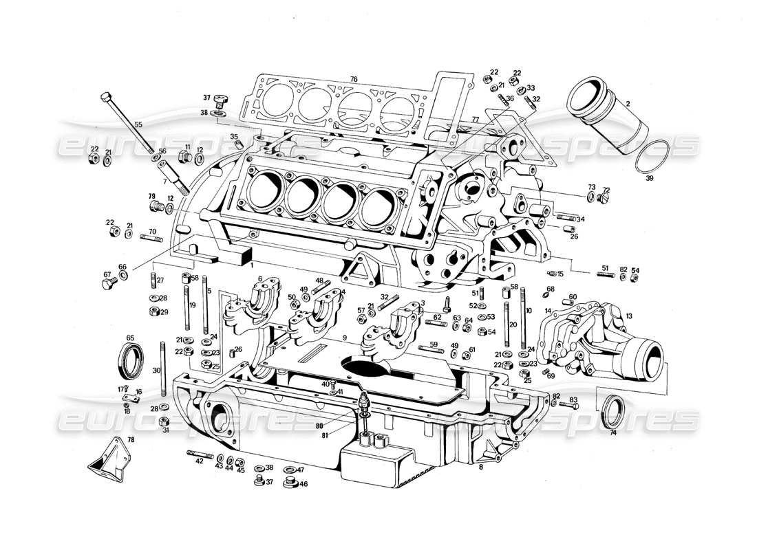 maserati qtp.v8 4.9 (s3) 1979 motorgehäuse teilediagramm