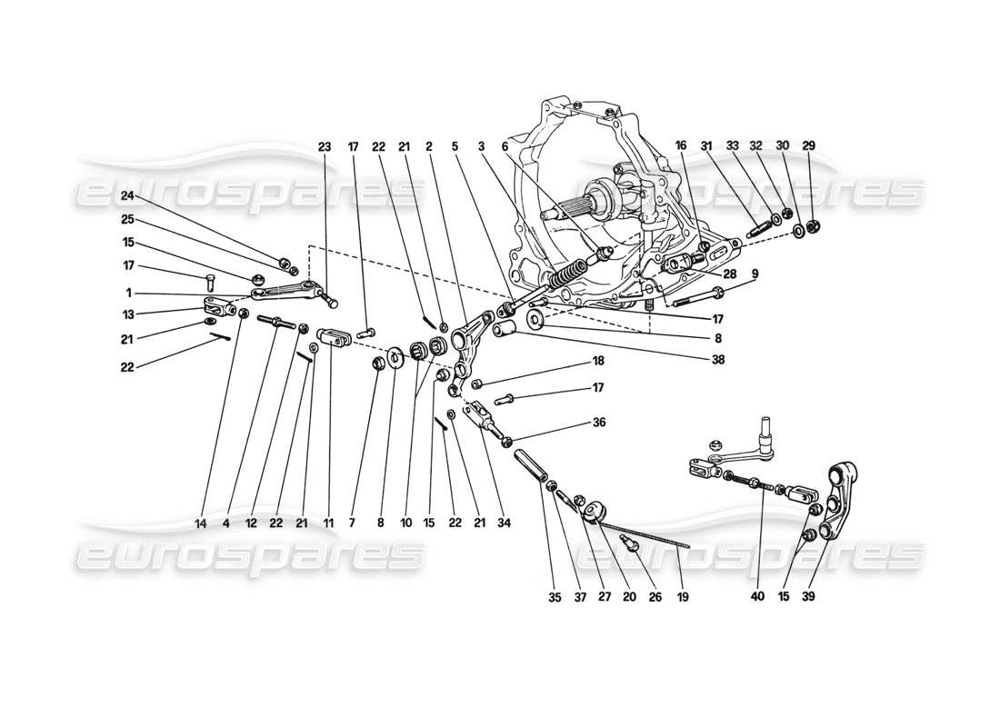 ferrari 308 gtb (1980) teilediagramm der kupplungsbetätigungssteuerung