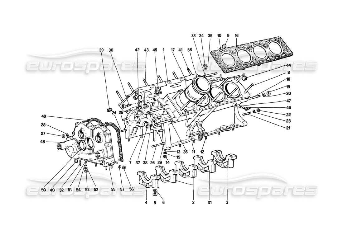 ferrari 308 gtb (1980) kurbelgehäuse-teilediagramm