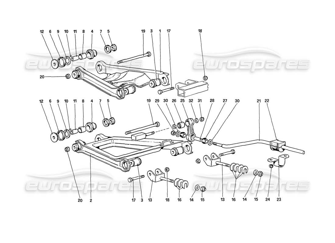 ferrari 208 turbo (1989) hinterradaufhängung - querlenker (bis autonummer 76625) teilediagramm