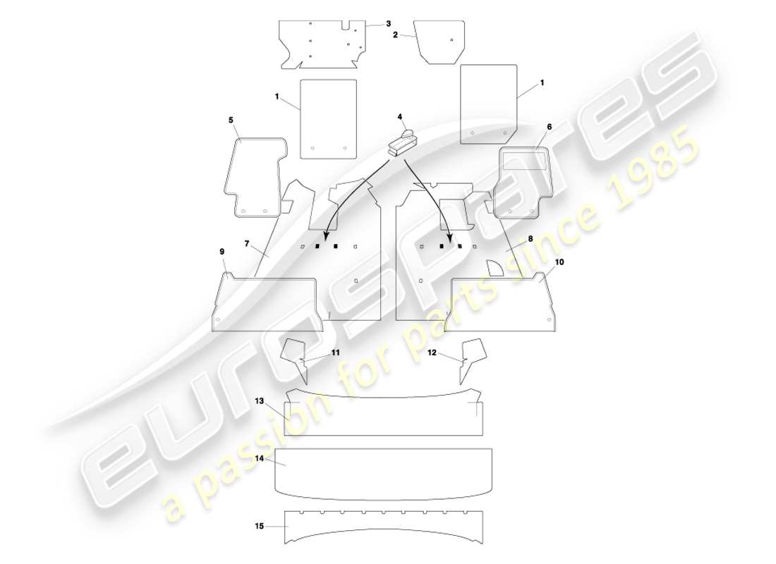 eine teilezeichnung aus dem aston martin db7 vantage (2002) teilekatalog