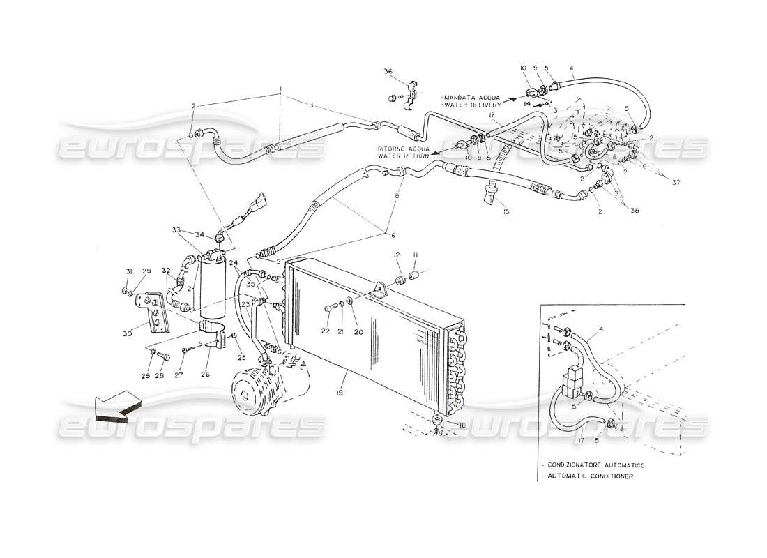 maserati shamal teilediagramm der klimaanlage (rechtslenkung).