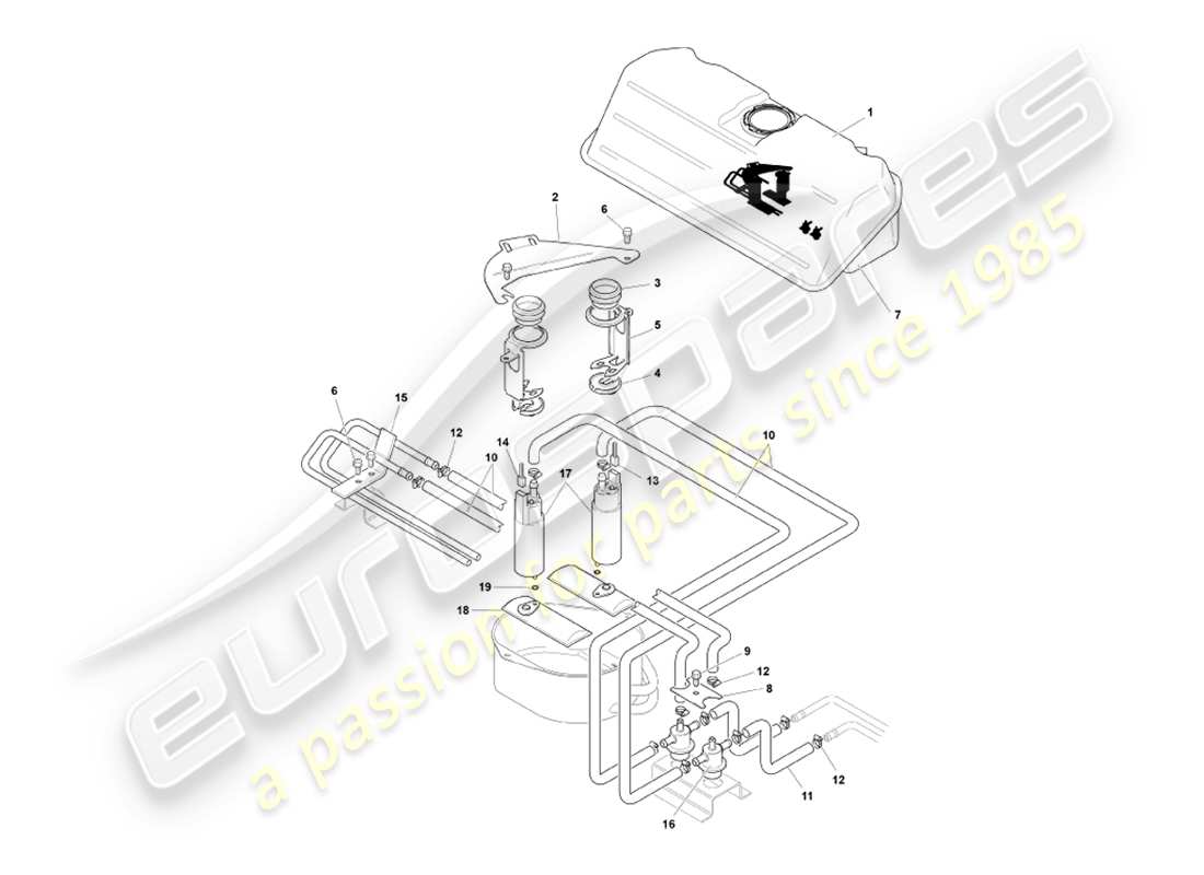 eine teilezeichnung aus dem aston martin db7 vantage (1999) teilekatalog