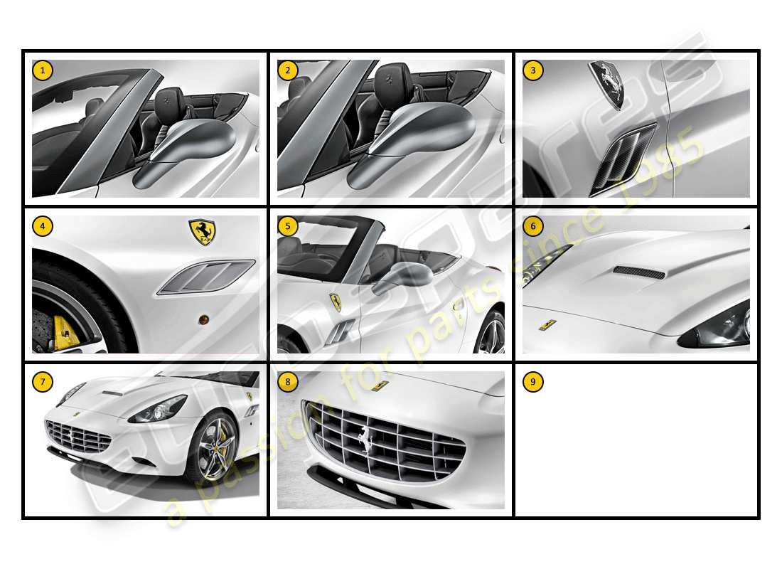 eine Ersatzteilzeichnung aus dem Ersatzteilkatalog Ferrari California (Zubehör)