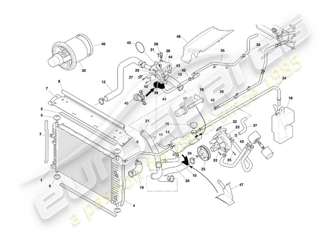 eine teilezeichnung aus dem aston martin db7 vantage (2002) teilekatalog