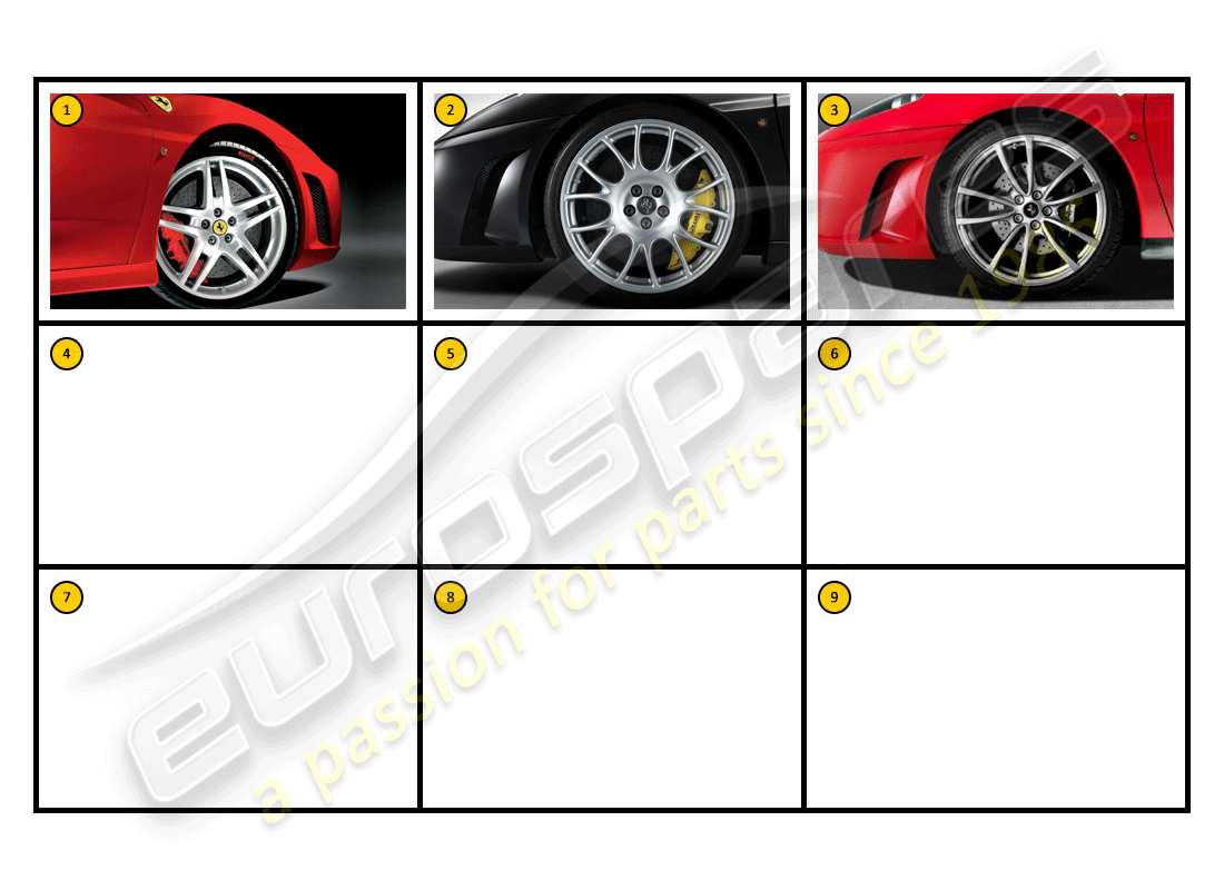 ferrari f430 coupe (accessories) außenansicht - räder-teilediagramm