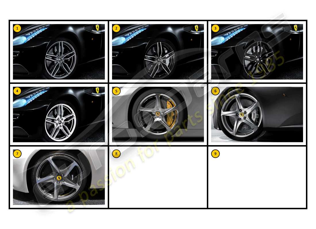 ferrari ff (accessories) außenansicht - räder-teilediagramm