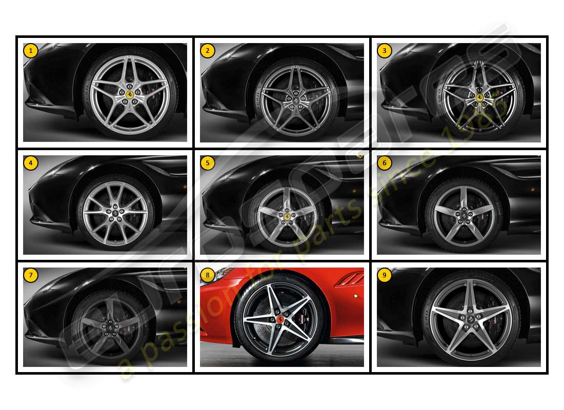 ferrari california (accessories) außen – räder teilediagramm