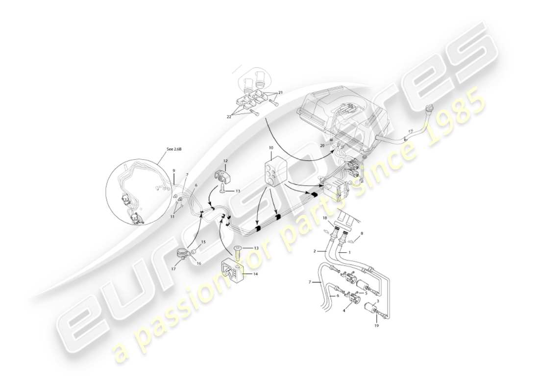 aston martin vanquish (2005) teilediagramm für kraftstoffleitungen