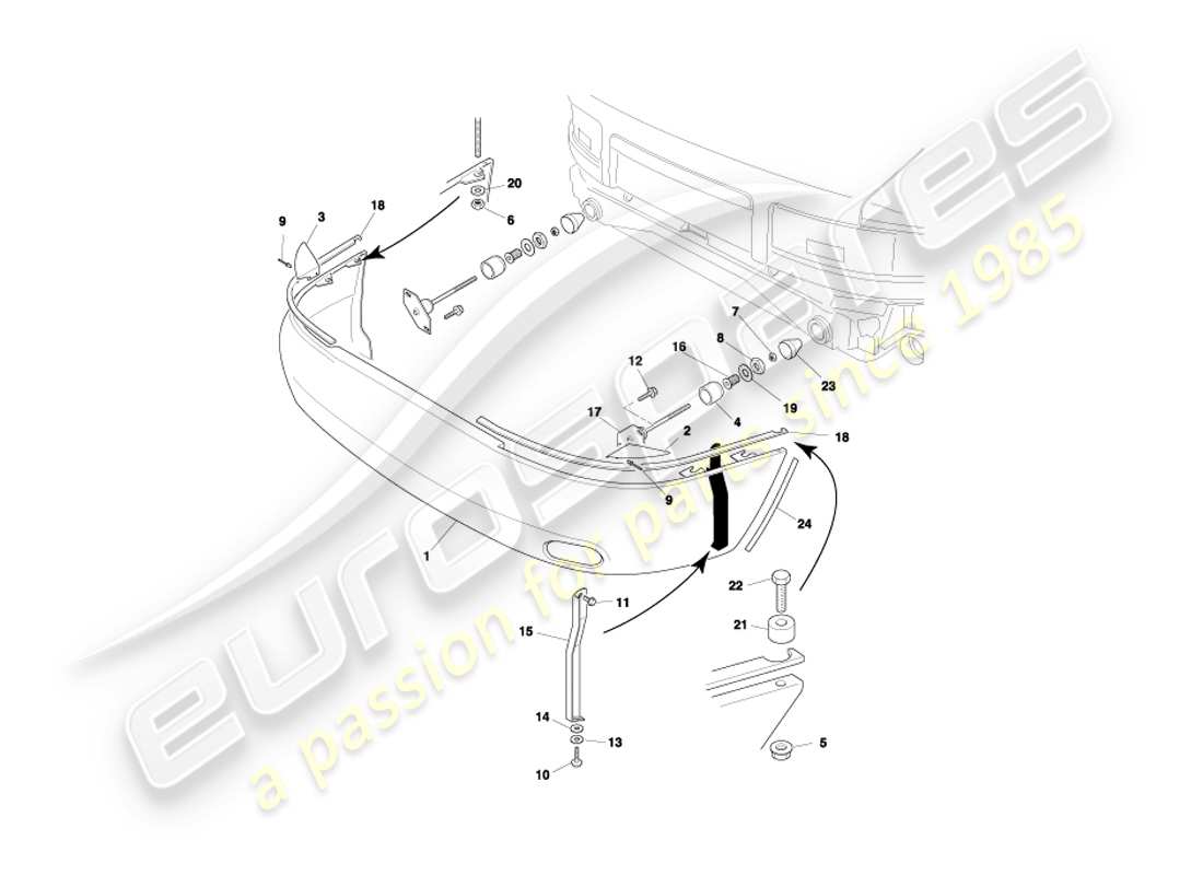 aston martin db7 vantage (2001) heckstoßstange, nicht-ea-teilediagramm