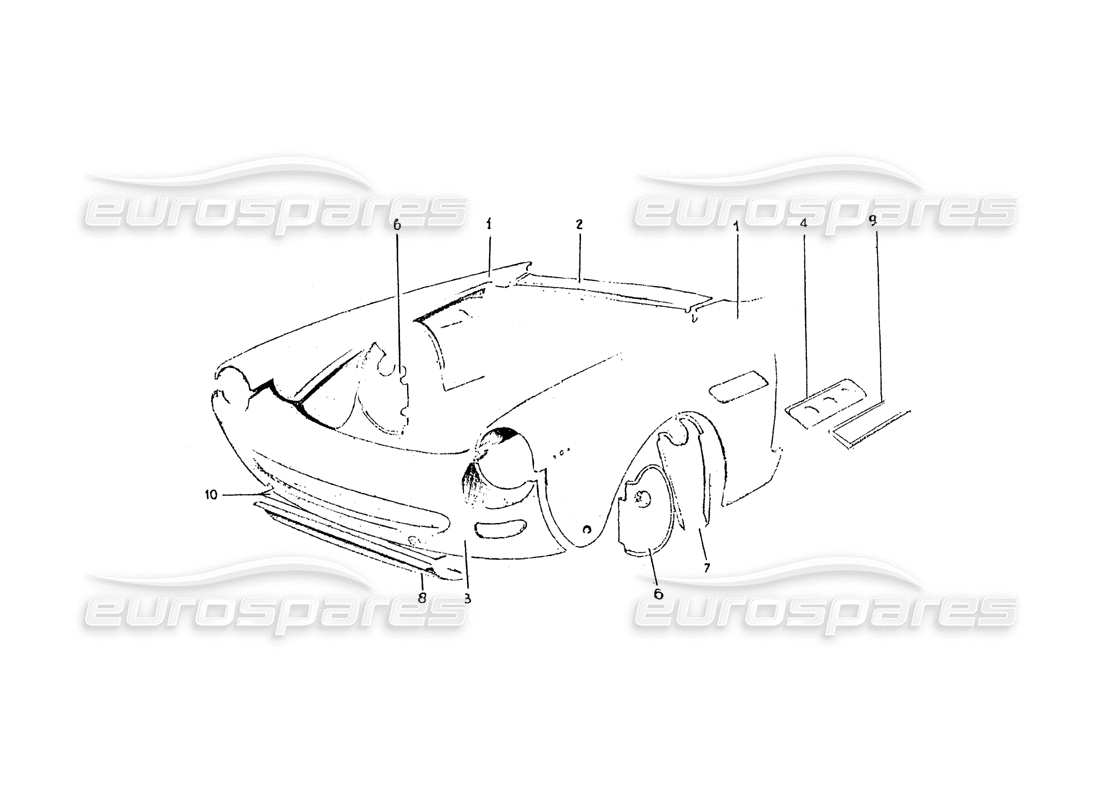 ferrari 275 (pininfarina coachwork) vordere befestigungsgruppe (bis blatt nr. 81 nach gs, bis blatt nr. 88 nach gd) teilediagramm