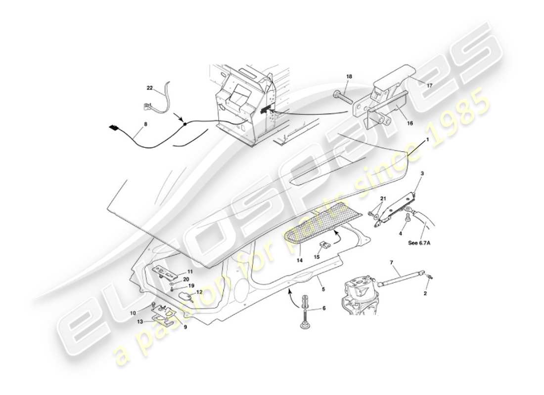 aston martin vanquish (2004) bonnet-ersatzteildiagramm