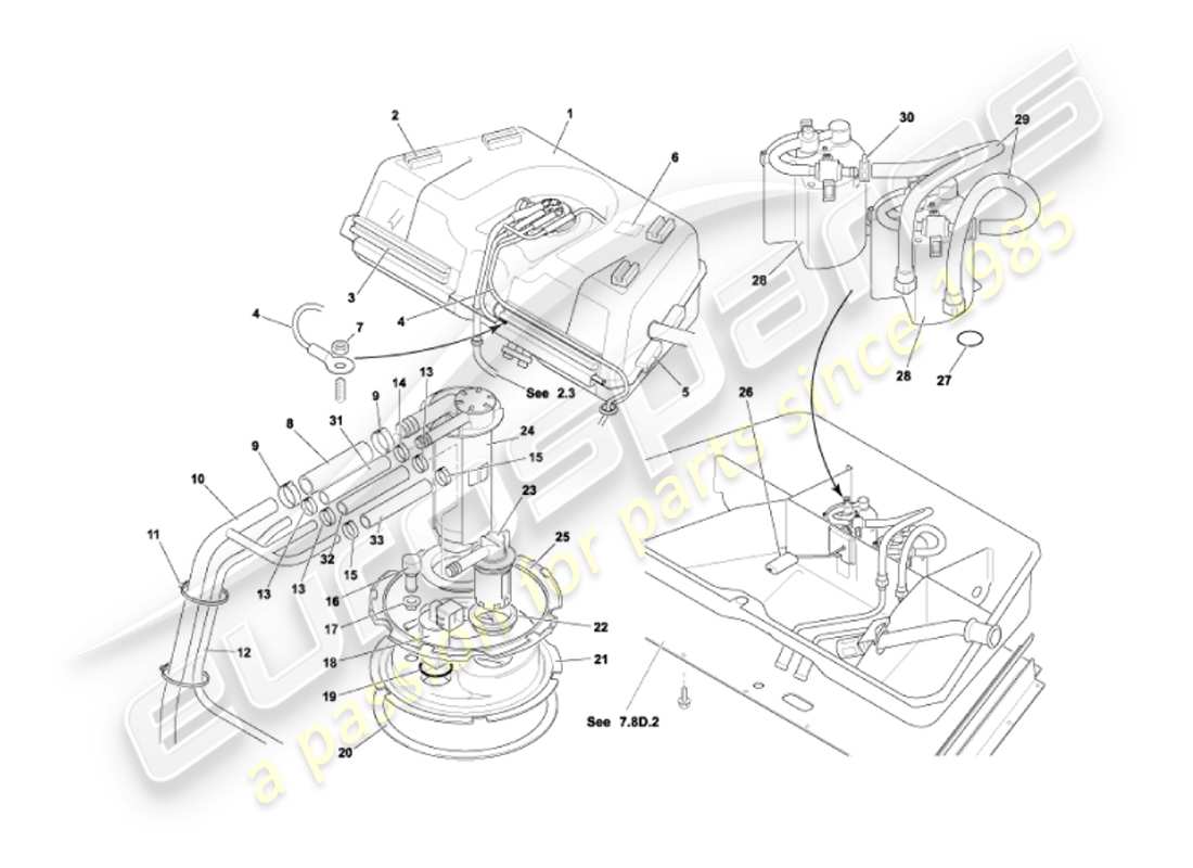 aston martin vanquish (2007) kraftstofftank teilediagramm