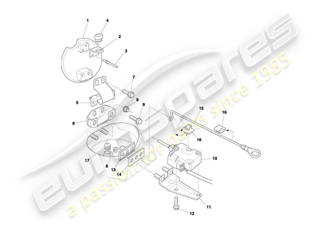 aston martin db7 vantage (2001) teilediagramm des tankklappenmechanismus