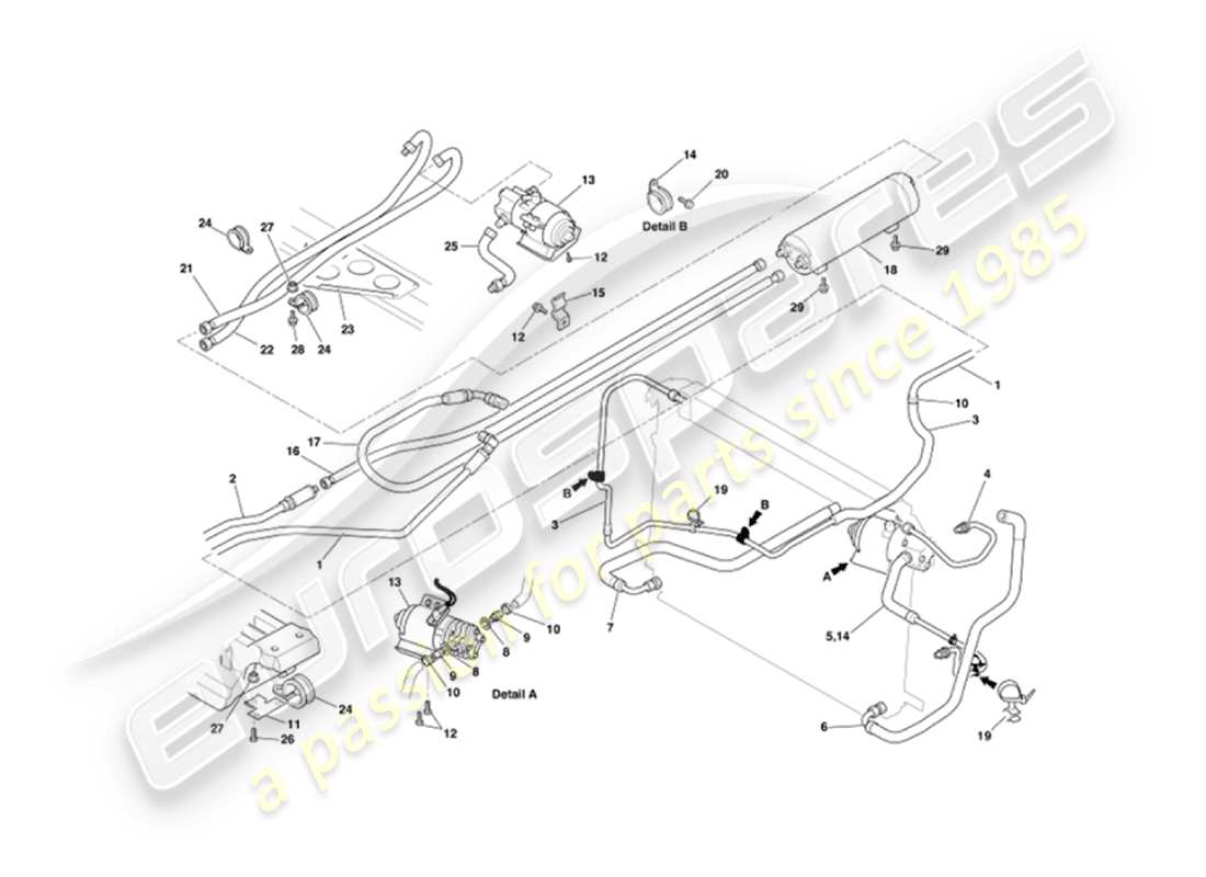 aston martin vanquish (2007) teilediagramm für die ölkühlungsachse