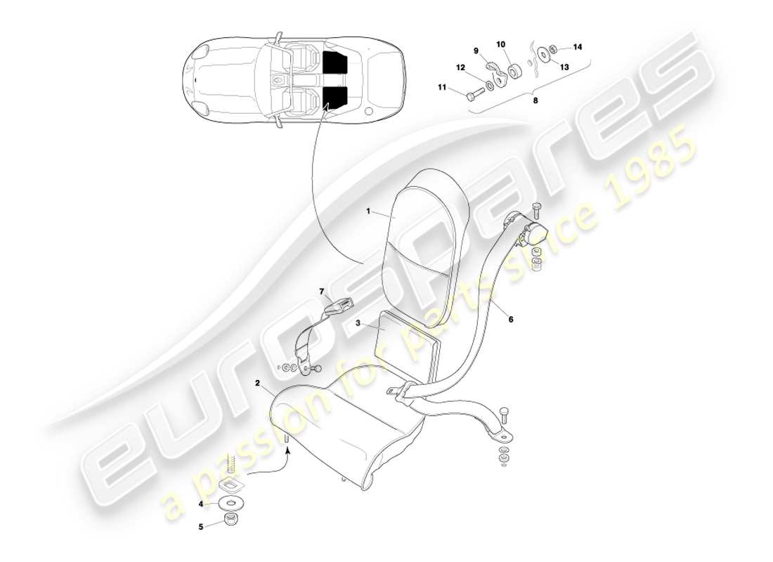 eine teilezeichnung aus dem aston martin db7 vantage (2003) teilekatalog