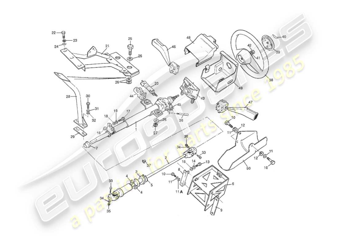 aston martin v8 virage (1999) lenksäule ersatzteildiagramm