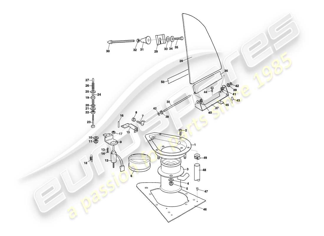 aston martin v8 coupe (1999) teilediagramm für tankklappen