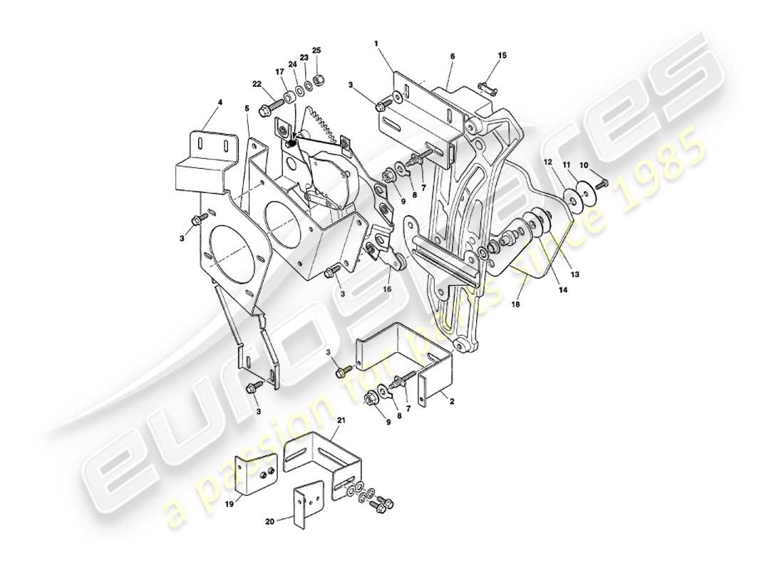 aston martin v8 volante (1997) teilediagramm zum herunterklappen des hinteren seitenfensters